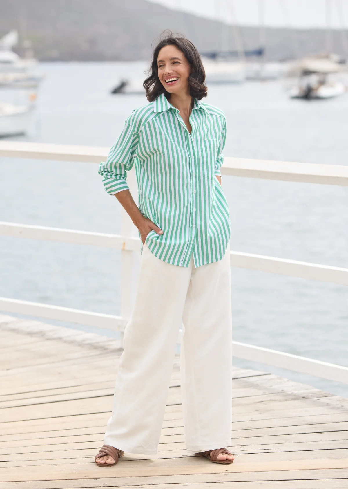BERTIE STRIPE SHIRT - APPLE GREEN - Image 4