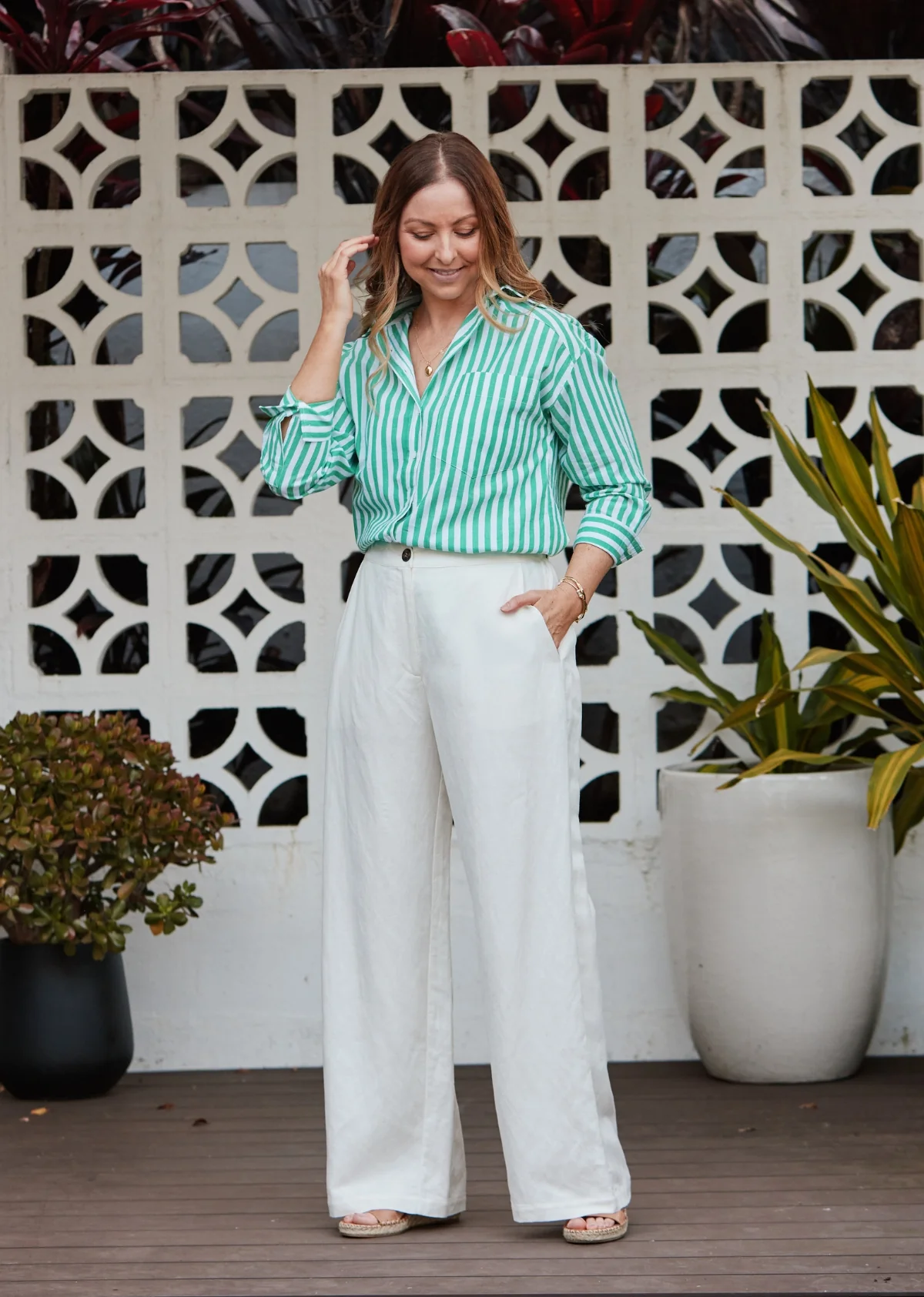 BERTIE STRIPE SHIRT - APPLE GREEN - Image 5