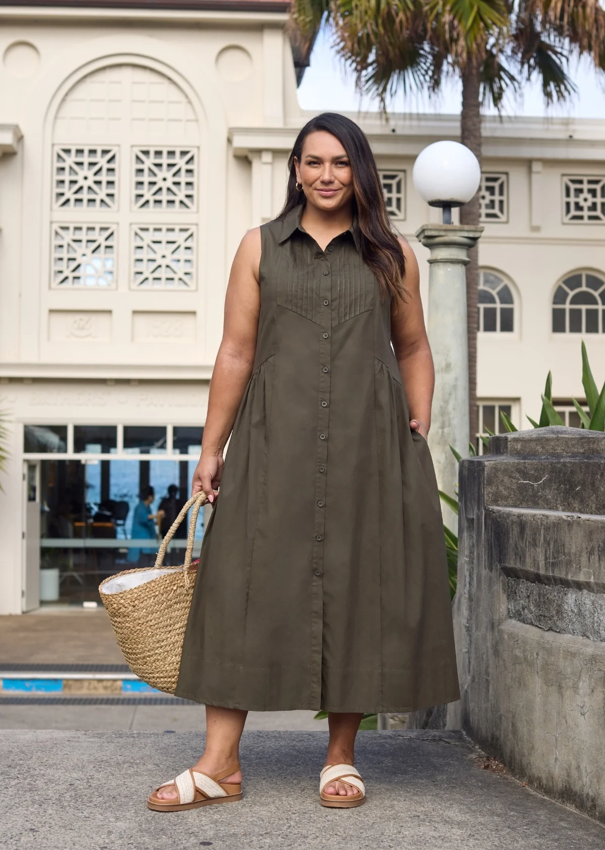 CORINNE SHIRTDRESS - KHAKI - Image 7