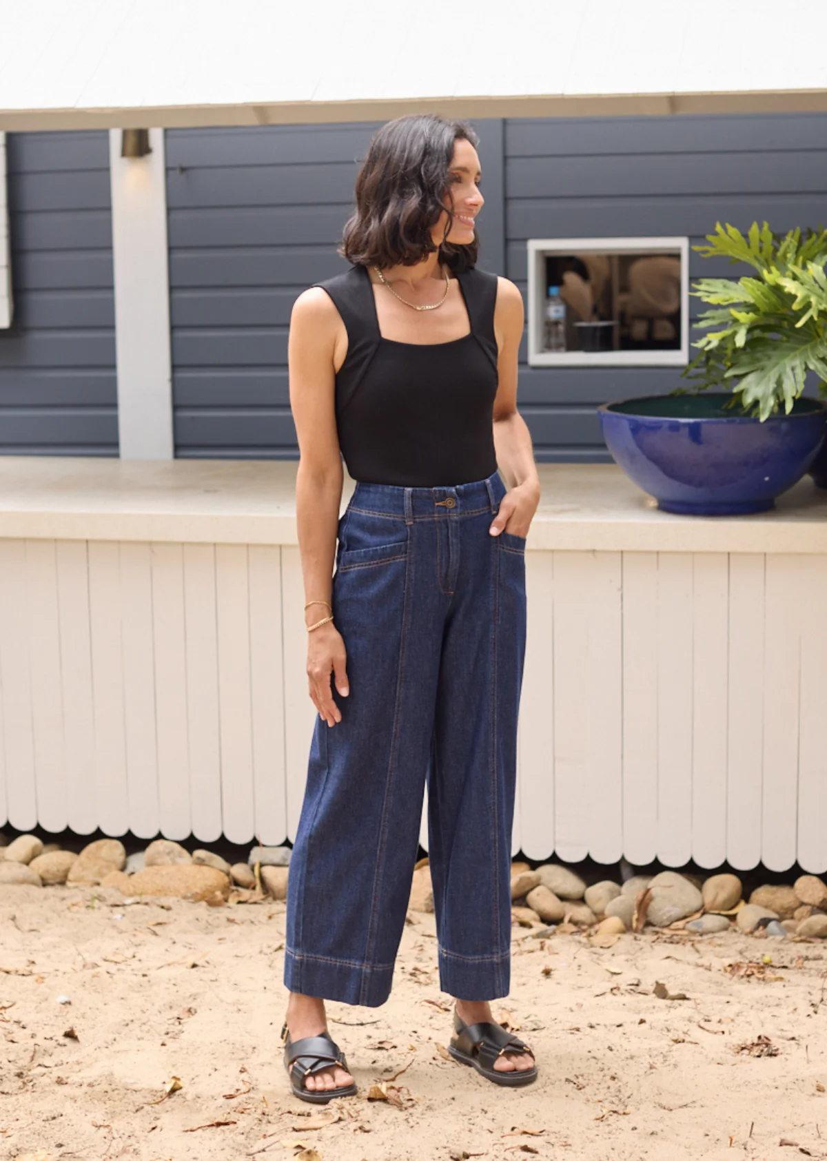 GOLDIE CROP DENIM PANT - INDIGO - Image 9