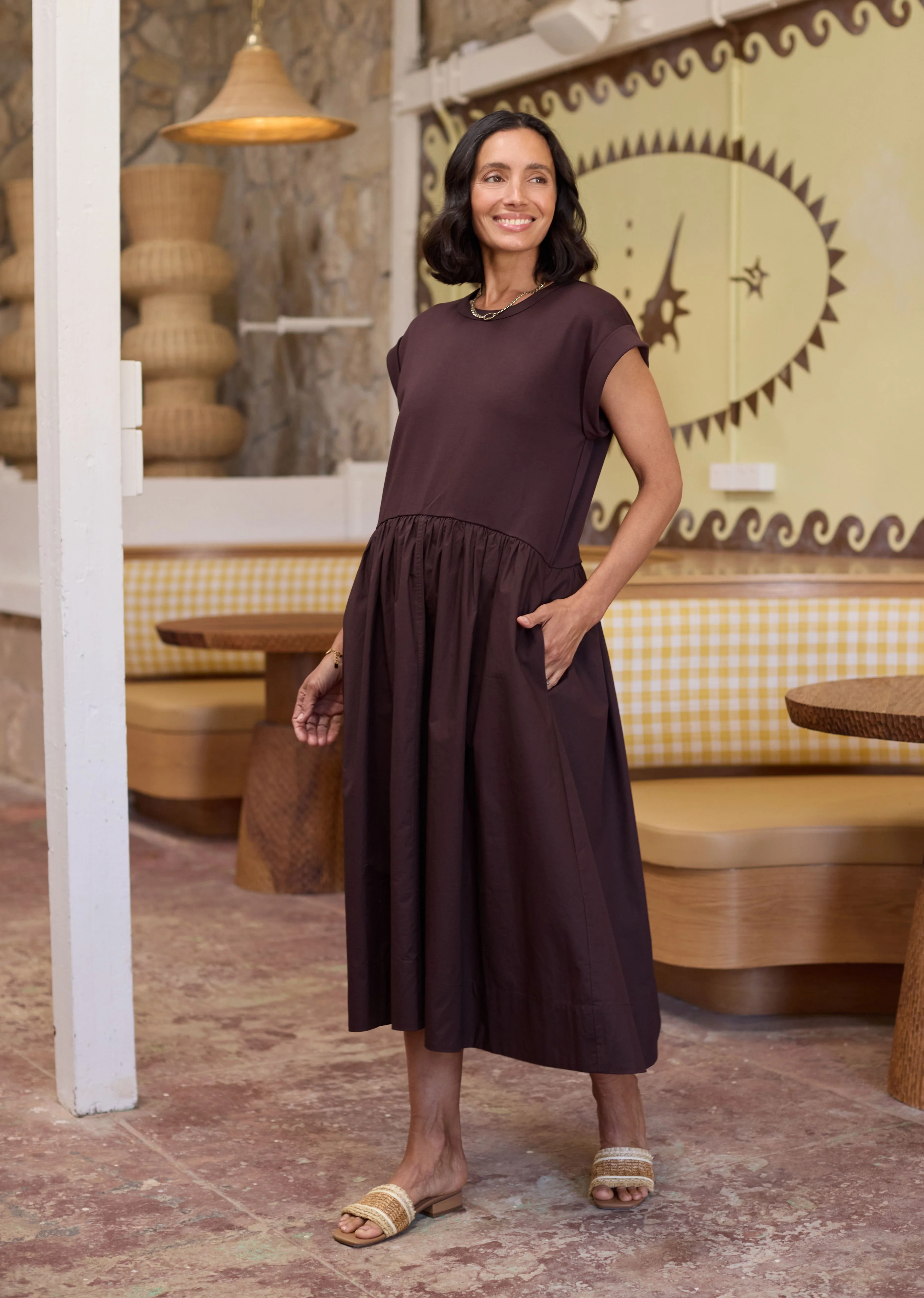 GRETA MIDI DRESS - CHOCOLATE - Image 8