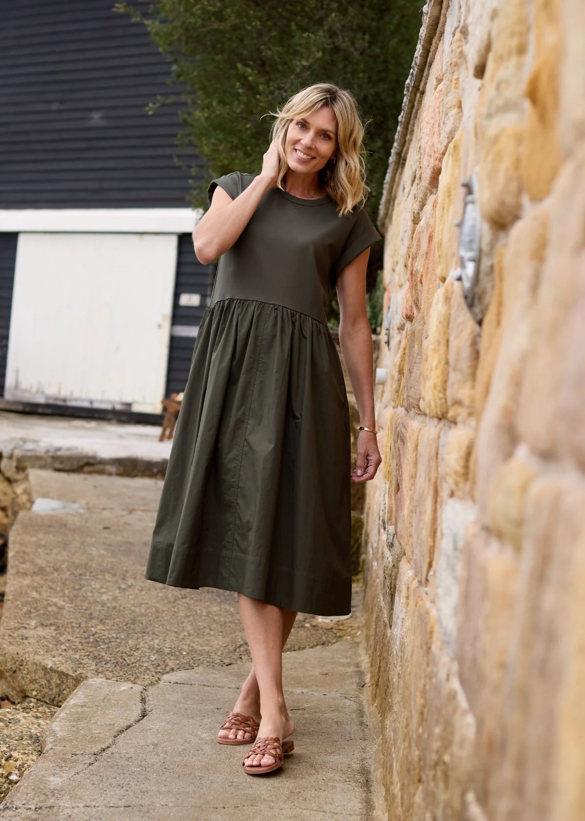 GRETA MIDI DRESS - KHAKI - Image 5