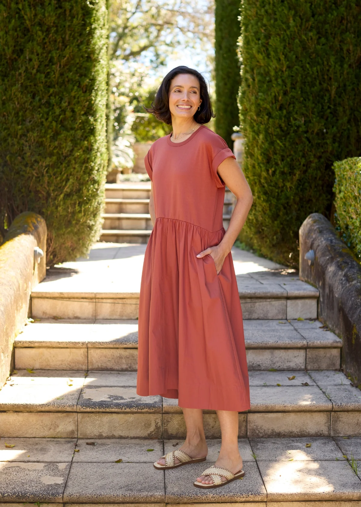 GRETA MIDI DRESS - TERRACOTTA - PETITE - Image 8