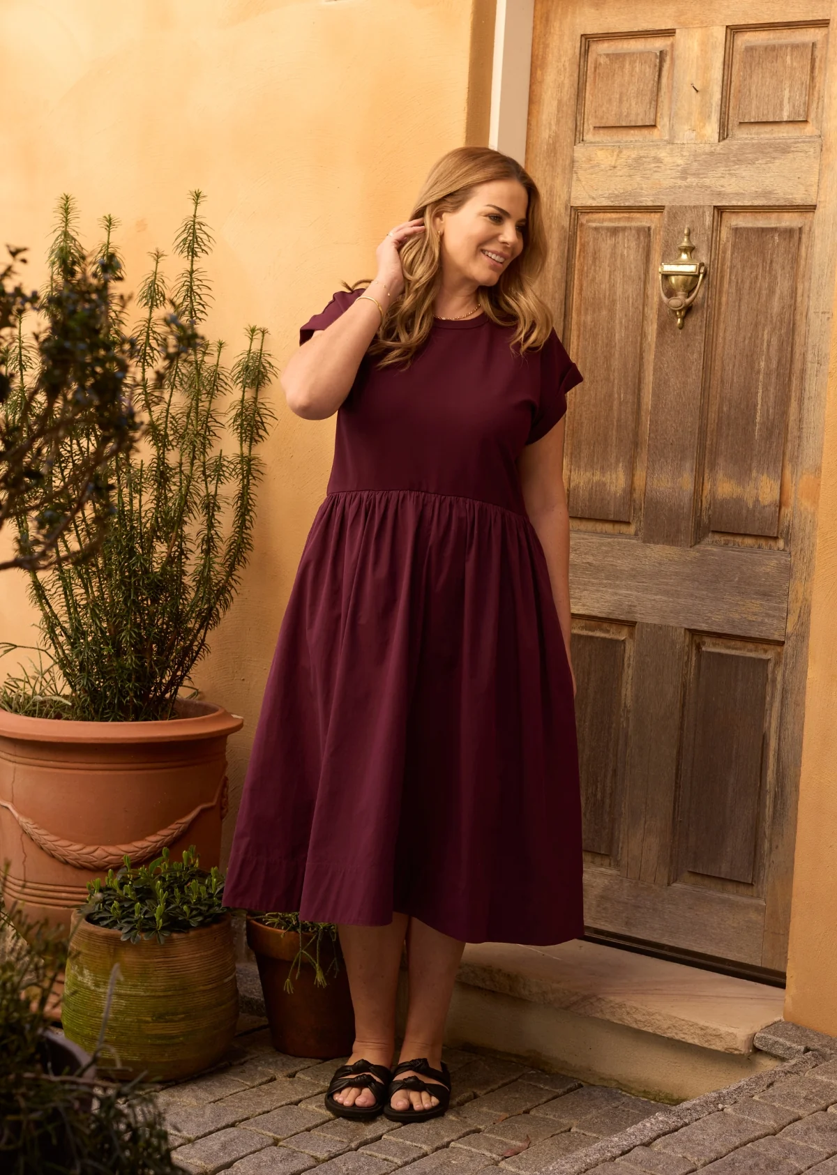 GRETA MIDI DRESS - WINE - PETITE - Image 8