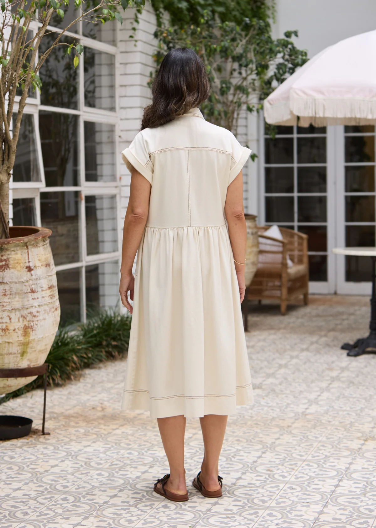 HARPER DENIM DRESS - ECRU - Image 7