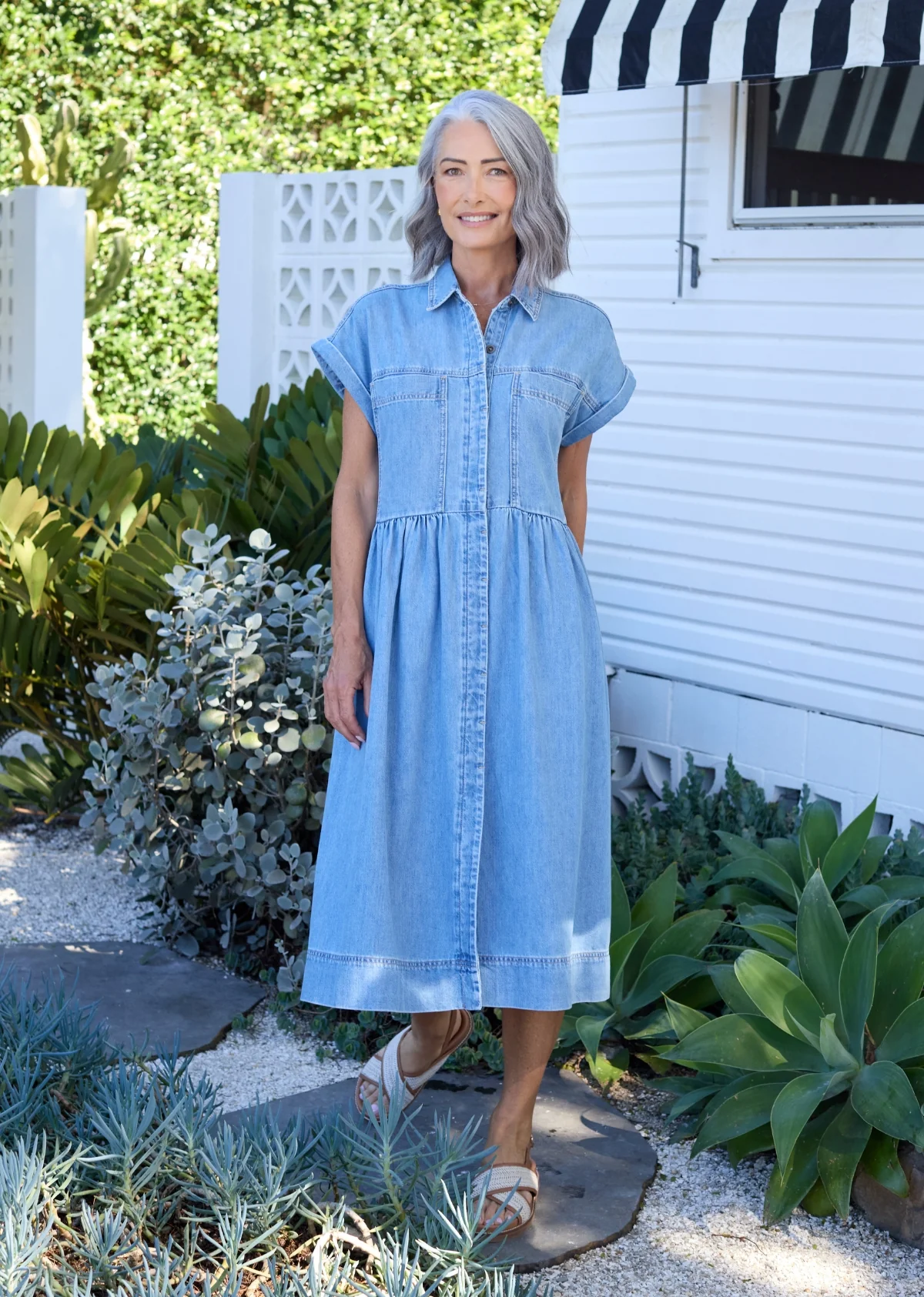HARPER DENIM DRESS - LIGHT BLUE - PETITE - Image 10