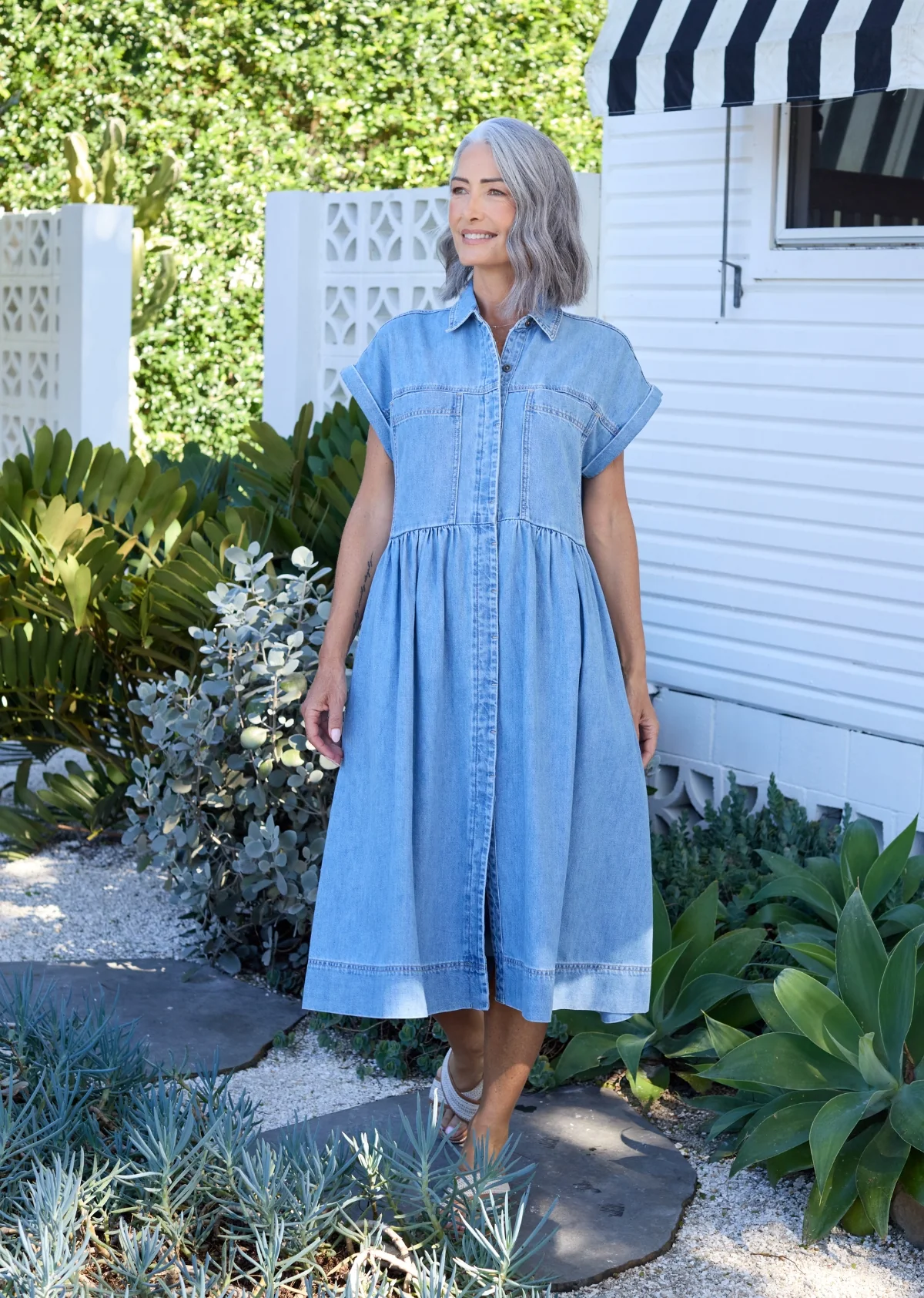HARPER DENIM DRESS - LIGHT BLUE - PETITE - Image 11