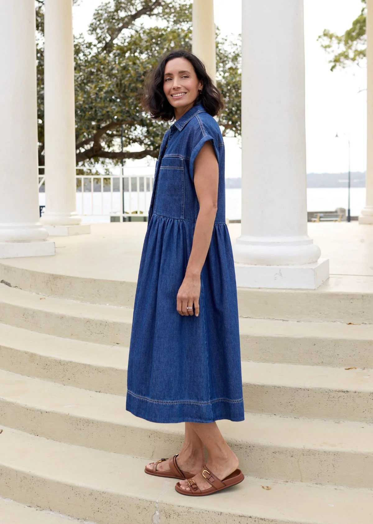 HARPER DENIM DRESS - MID BLUE - Image 3