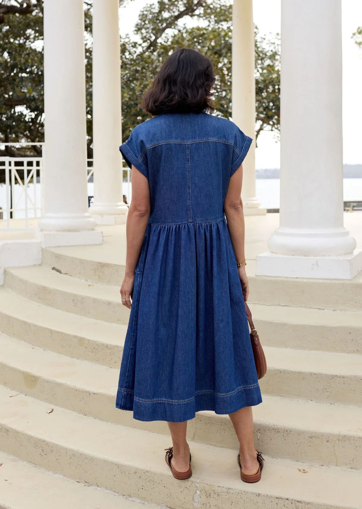 HARPER DENIM DRESS - MID BLUE - Image 4