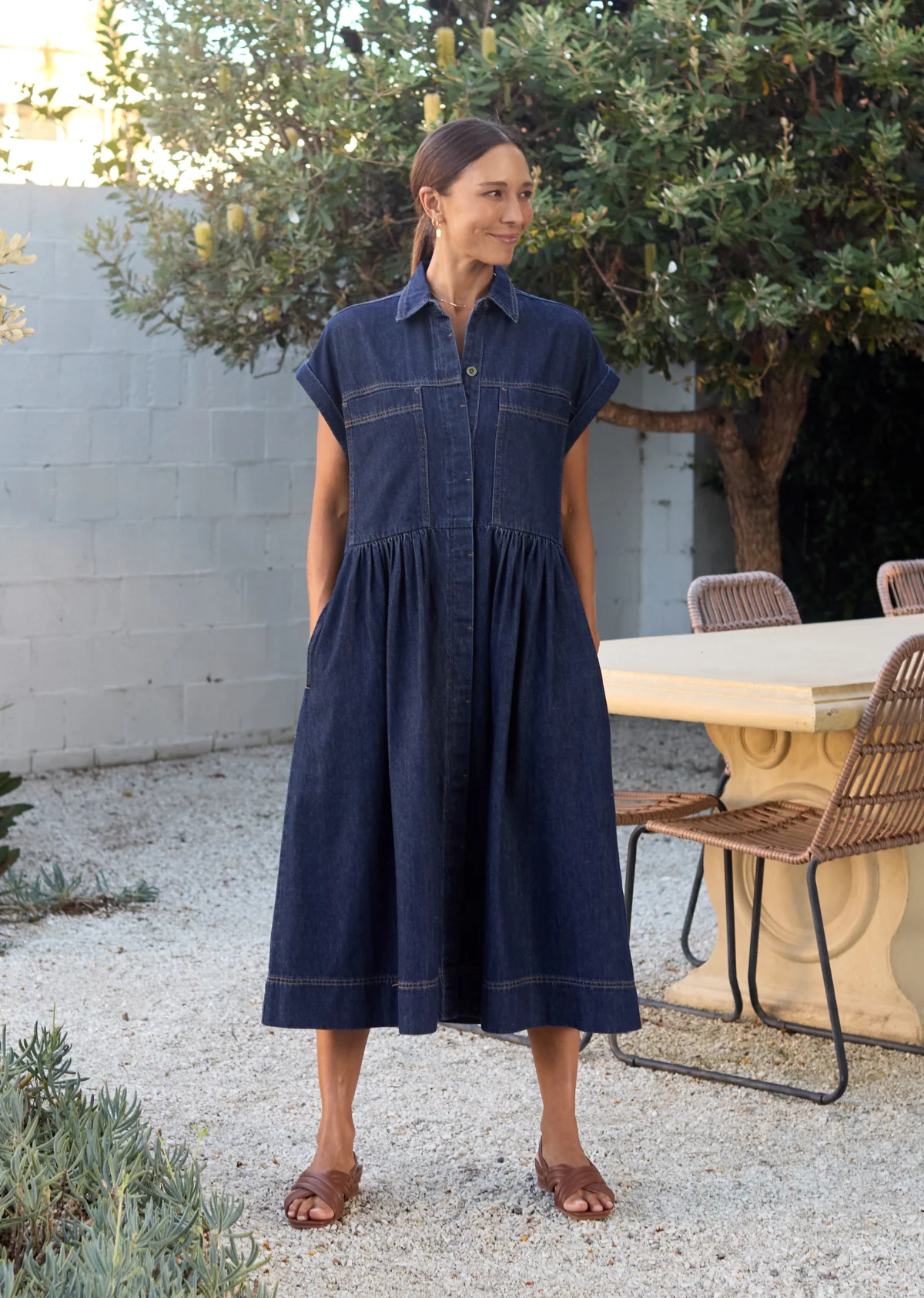 HARPER DENIM DRESS - INDIGO - PETITE - Image 5