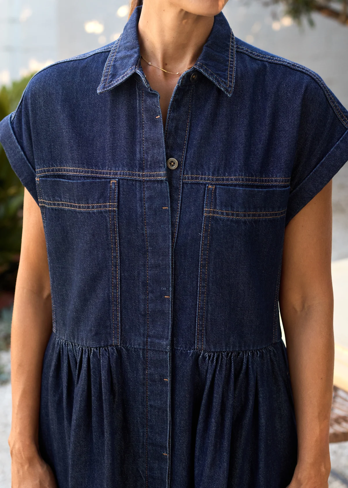 HARPER DENIM DRESS - INDIGO - PETITE - Image 6