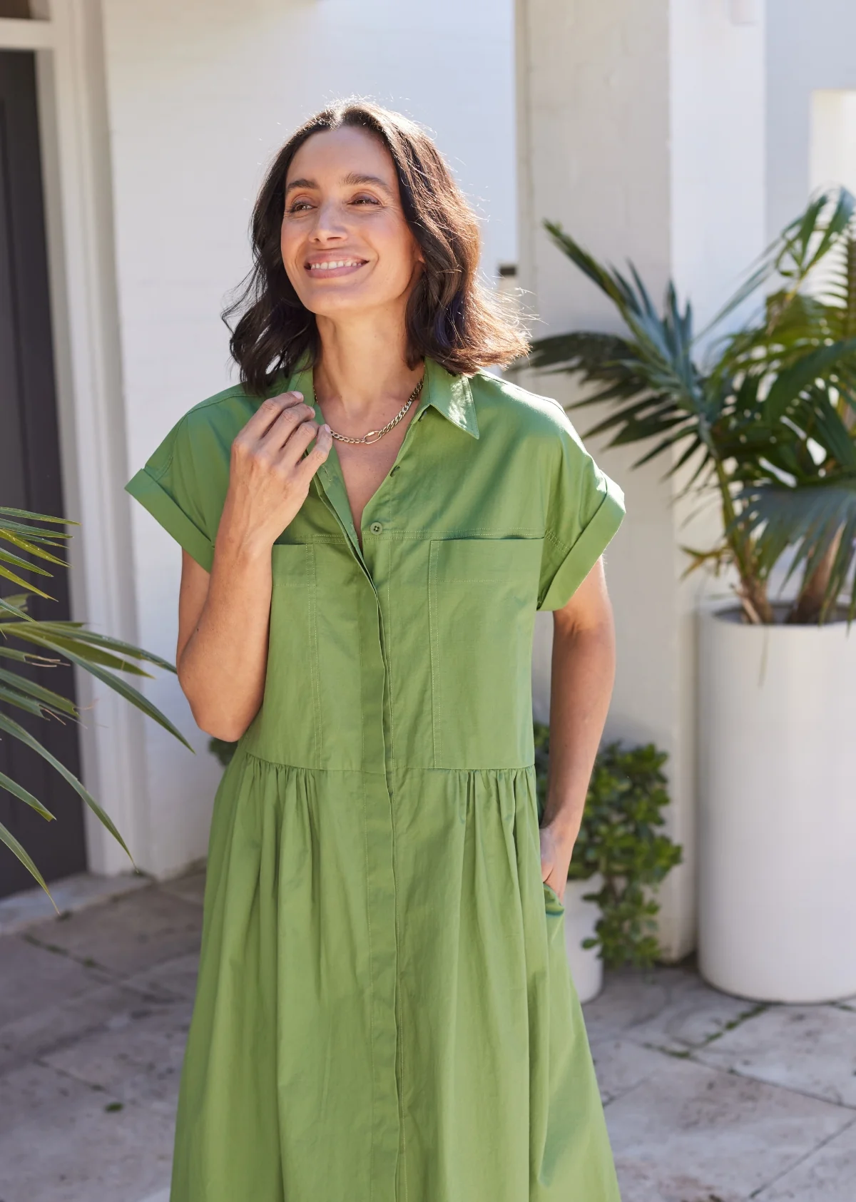HARPER SHIRTDRESS - APPLE GREEN - Image 3