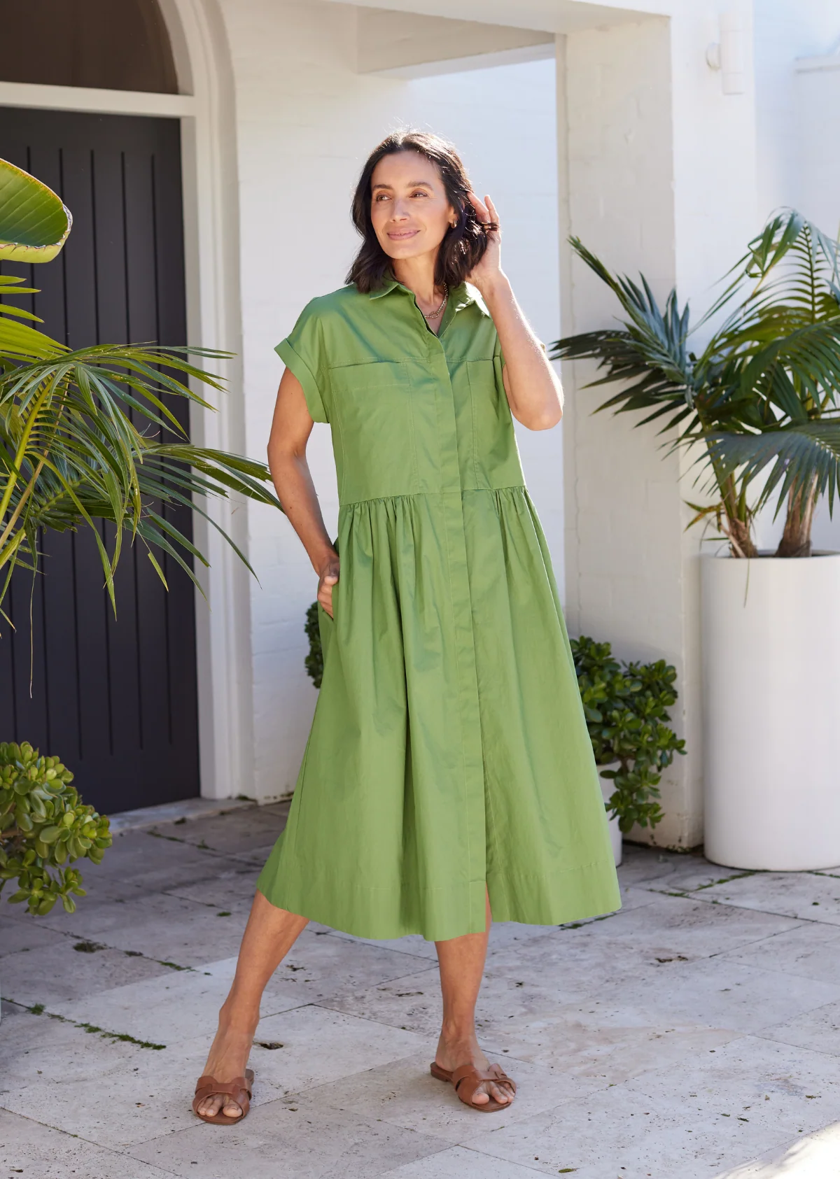 HARPER SHIRTDRESS - APPLE GREEN - PETITE - Image 3
