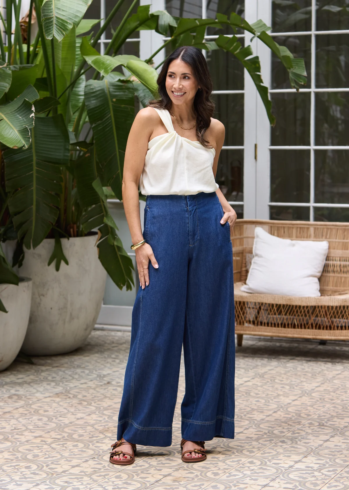 JULIA ONE SHOULDER TOP - CREAM - Image 5