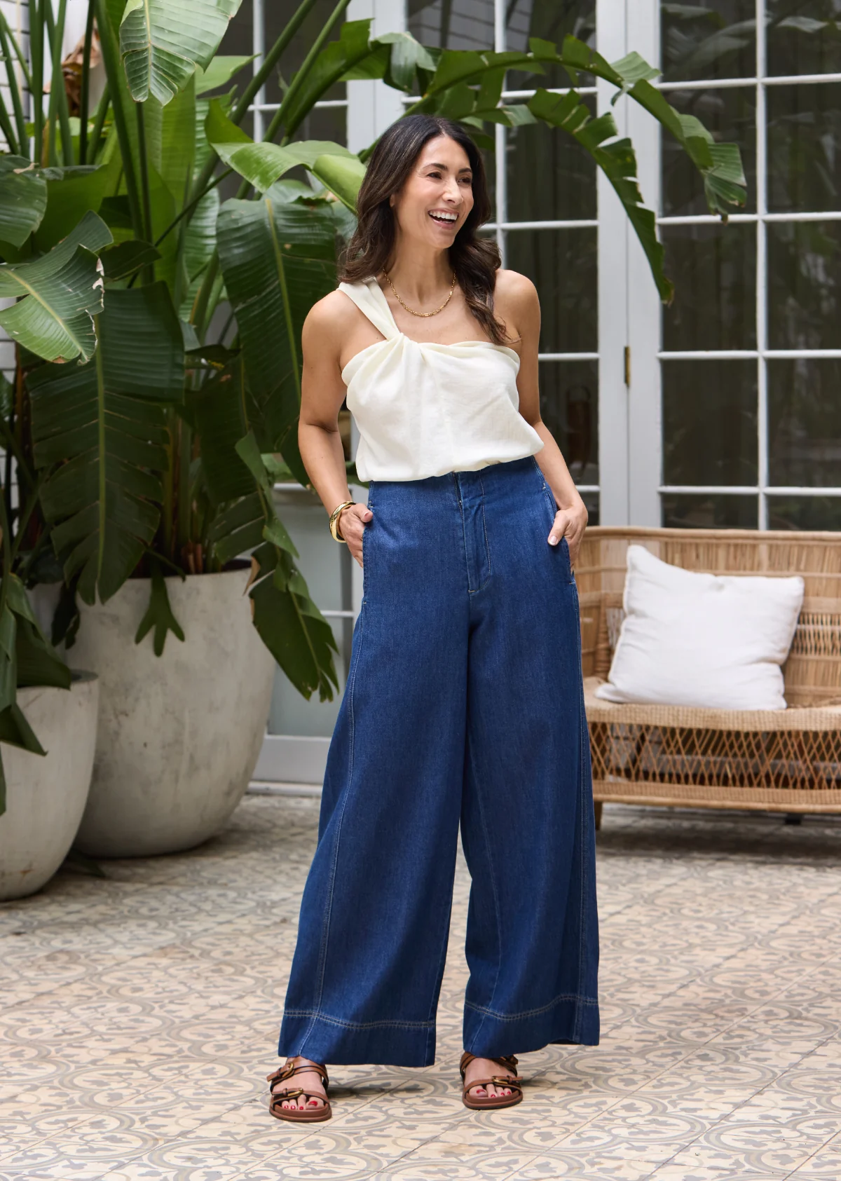 JULIA ONE SHOULDER TOP - CREAM - Image 6