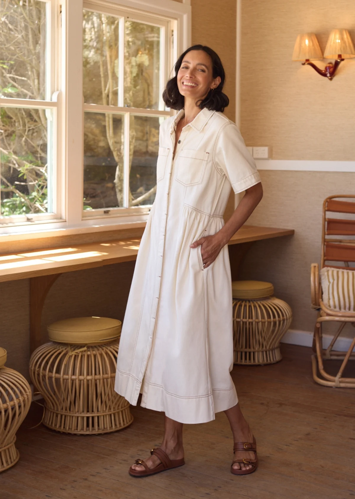 MONTANA DENIM SHIRTDRESS - ECRU - Image 5