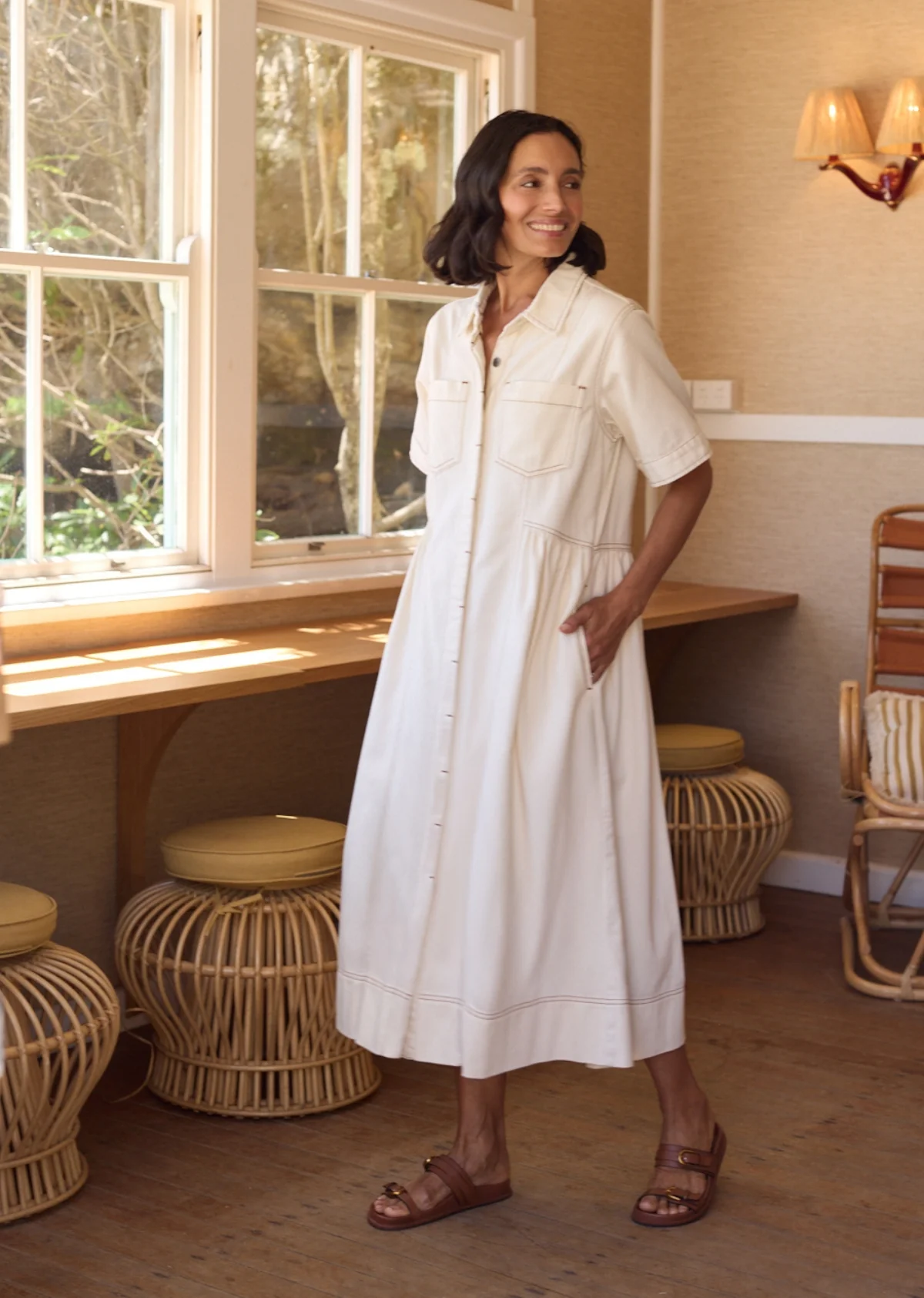 MONTANA DENIM SHIRTDRESS - ECRU - Image 7