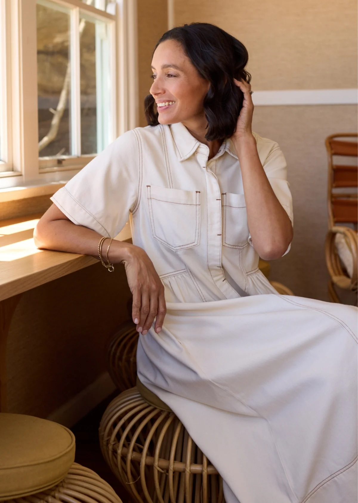 MONTANA DENIM SHIRTDRESS - ECRU - PETITE - Image 5