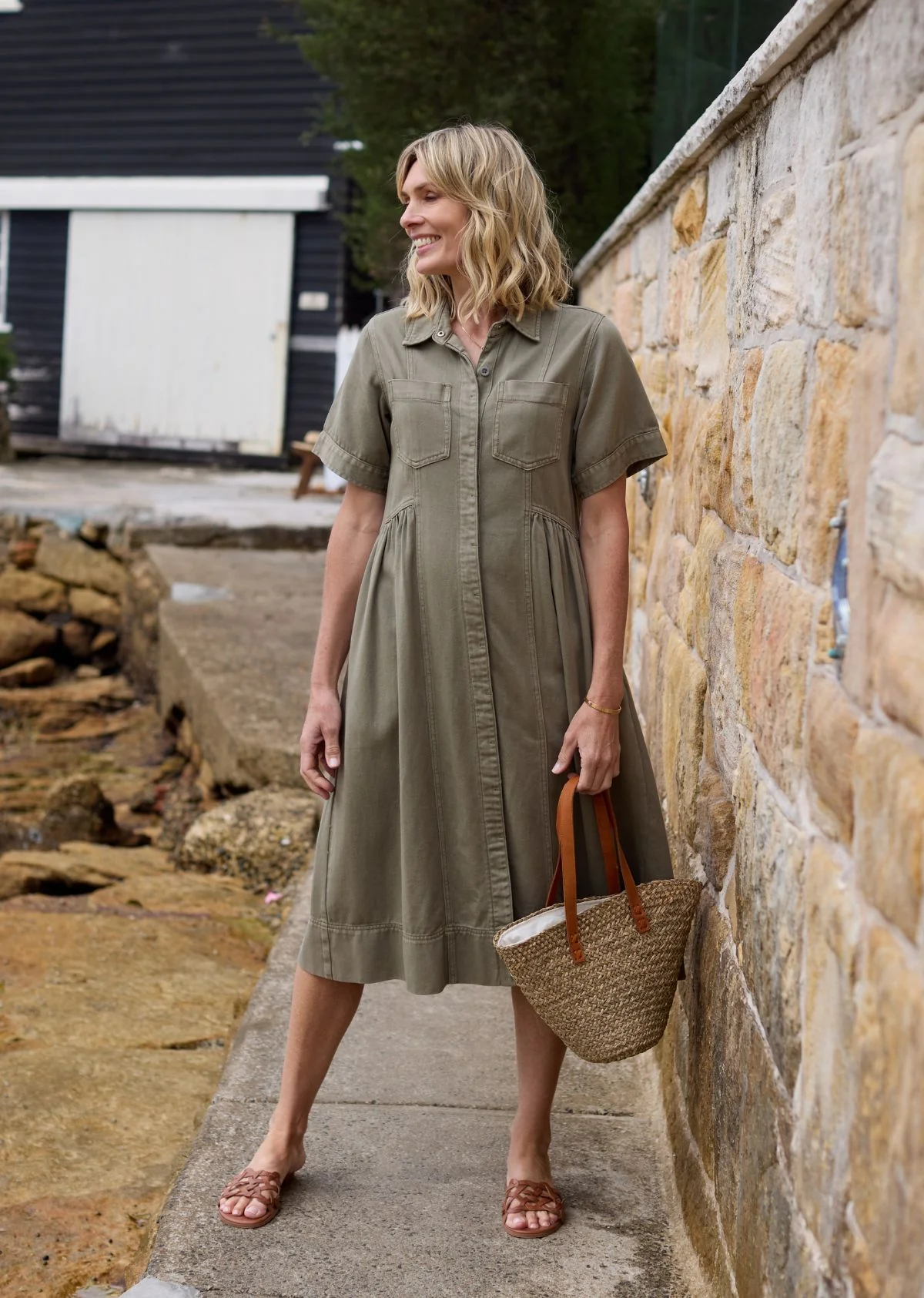 MONTANA DENIM SHIRTDRESS - KHAKI - Image 3