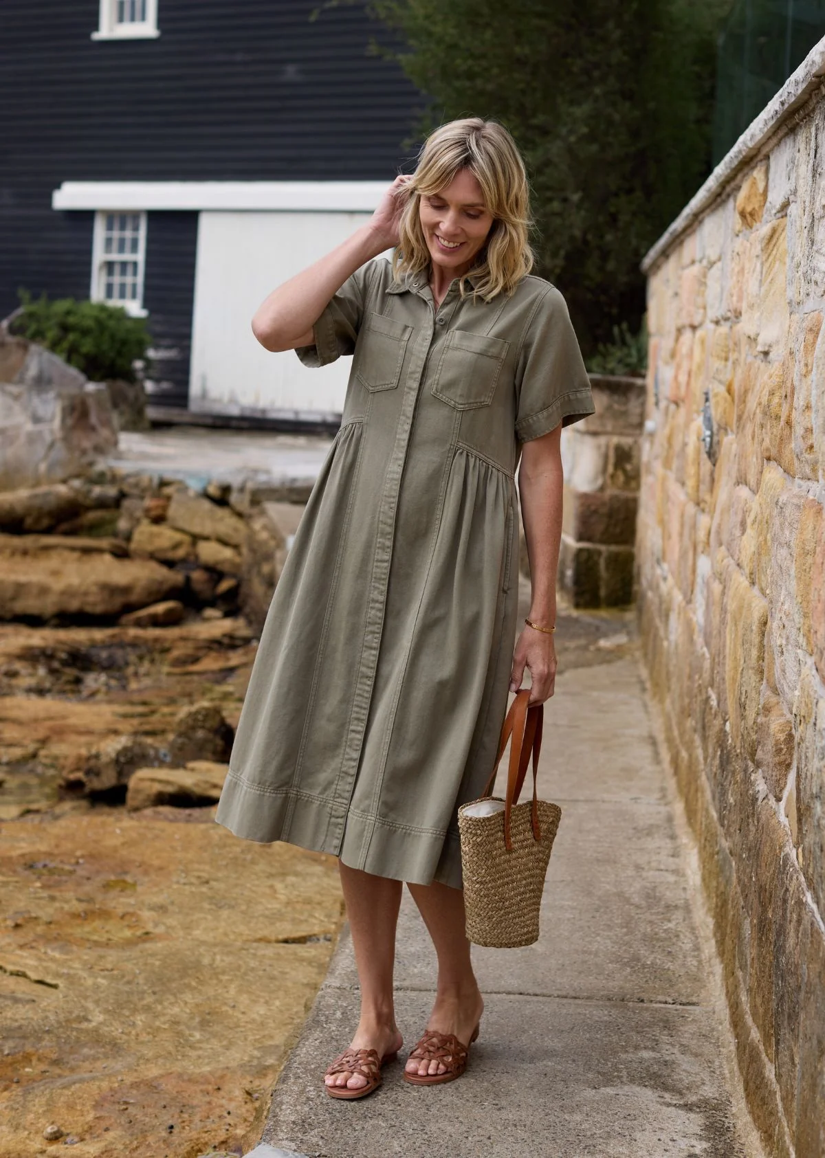 MONTANA DENIM SHIRTDRESS - KHAKI - Image 5