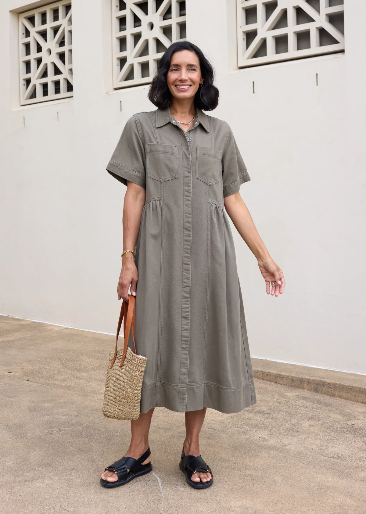 MONTANA DENIM SHIRTDRESS - KHAKI - Image 6