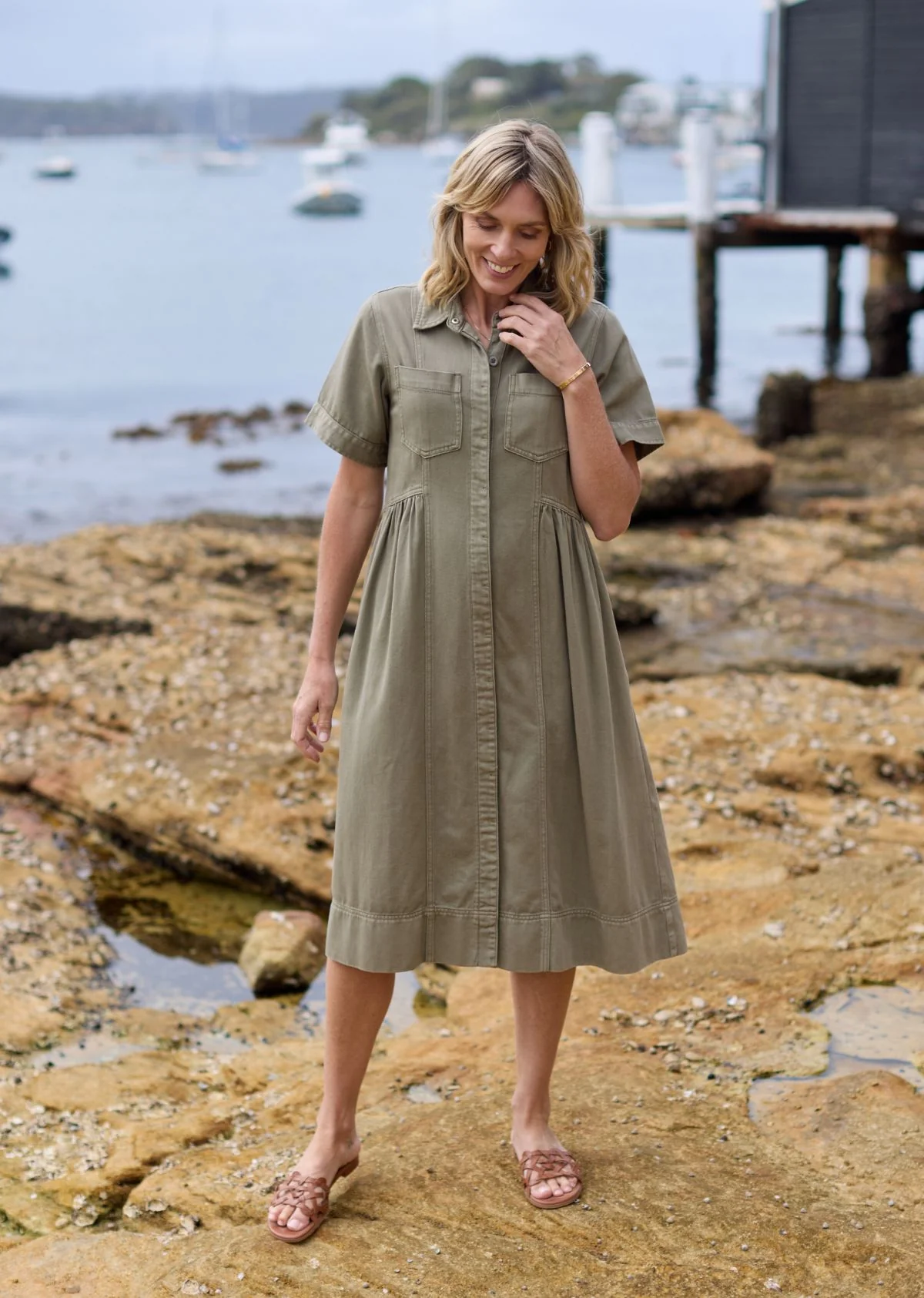 MONTANA DENIM SHIRTDRESS - KHAKI - Image 9