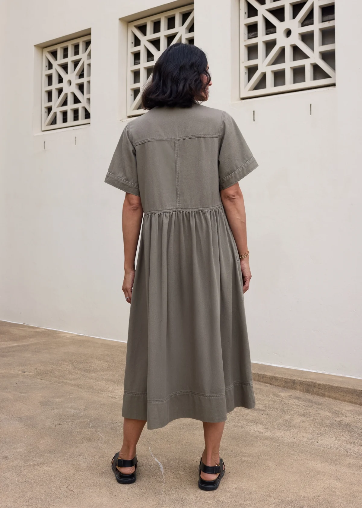 MONTANA DENIM SHIRTDRESS - KHAKI - PETITE - Image 7