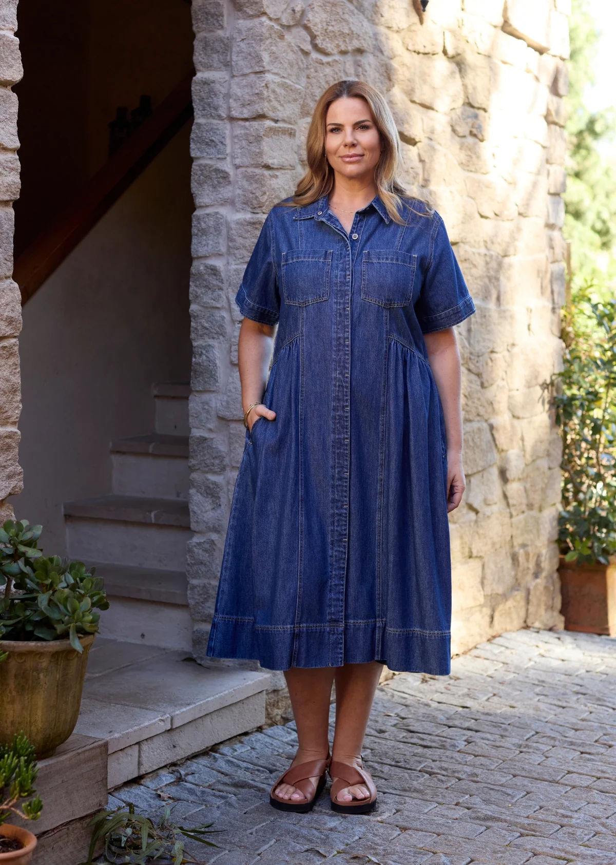 MONTANA DENIM SHIRTDRESS - MID BLUE - Image 13