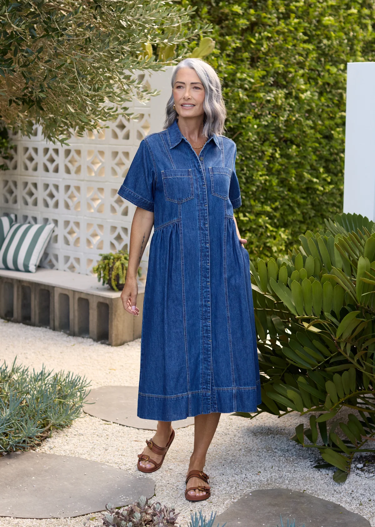 MONTANA DENIM SHIRTDRESS - MID BLUE - Image 4