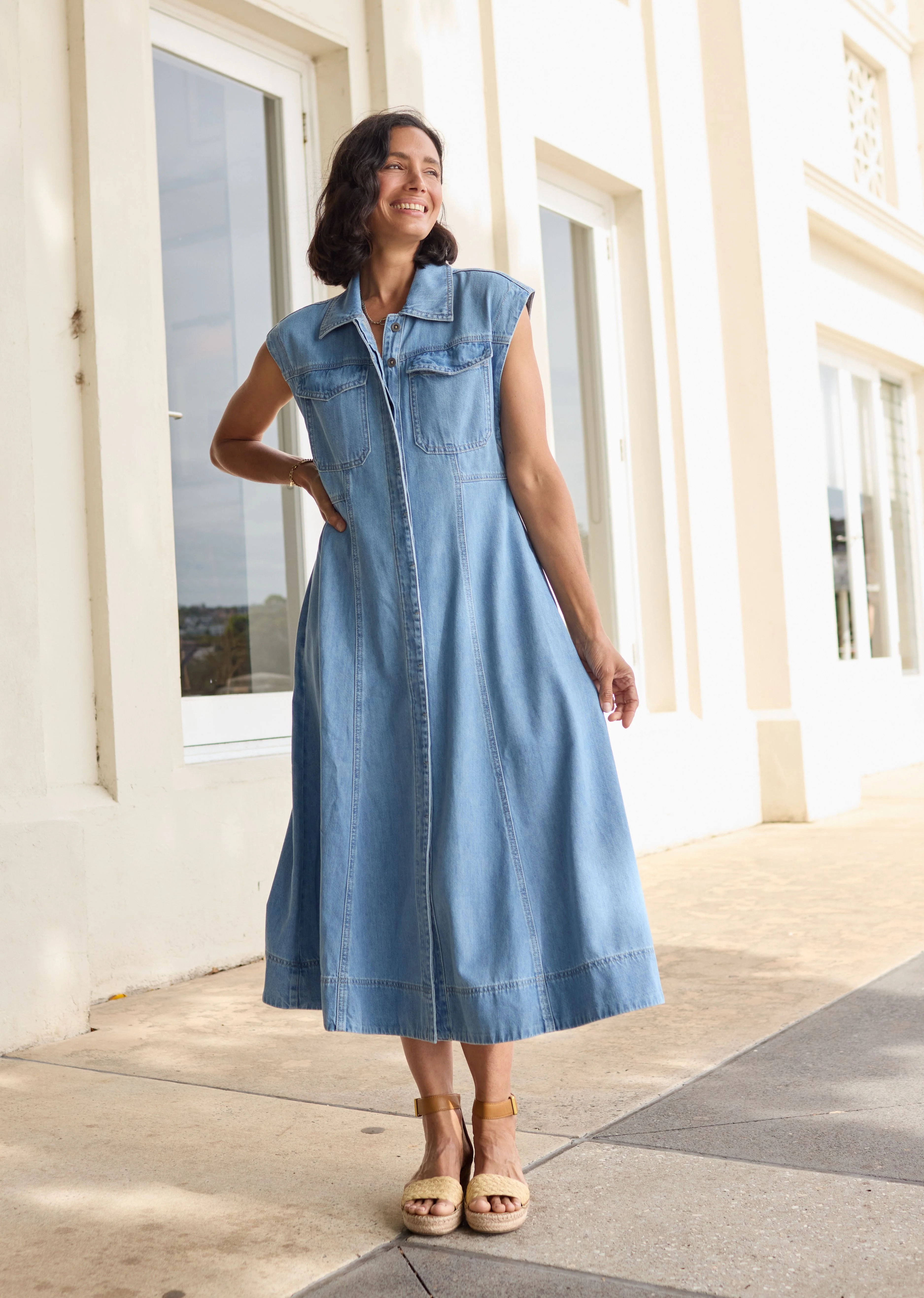 RUMI DENIM SHIRTDRESS - LIGHT BLUE - Image 7
