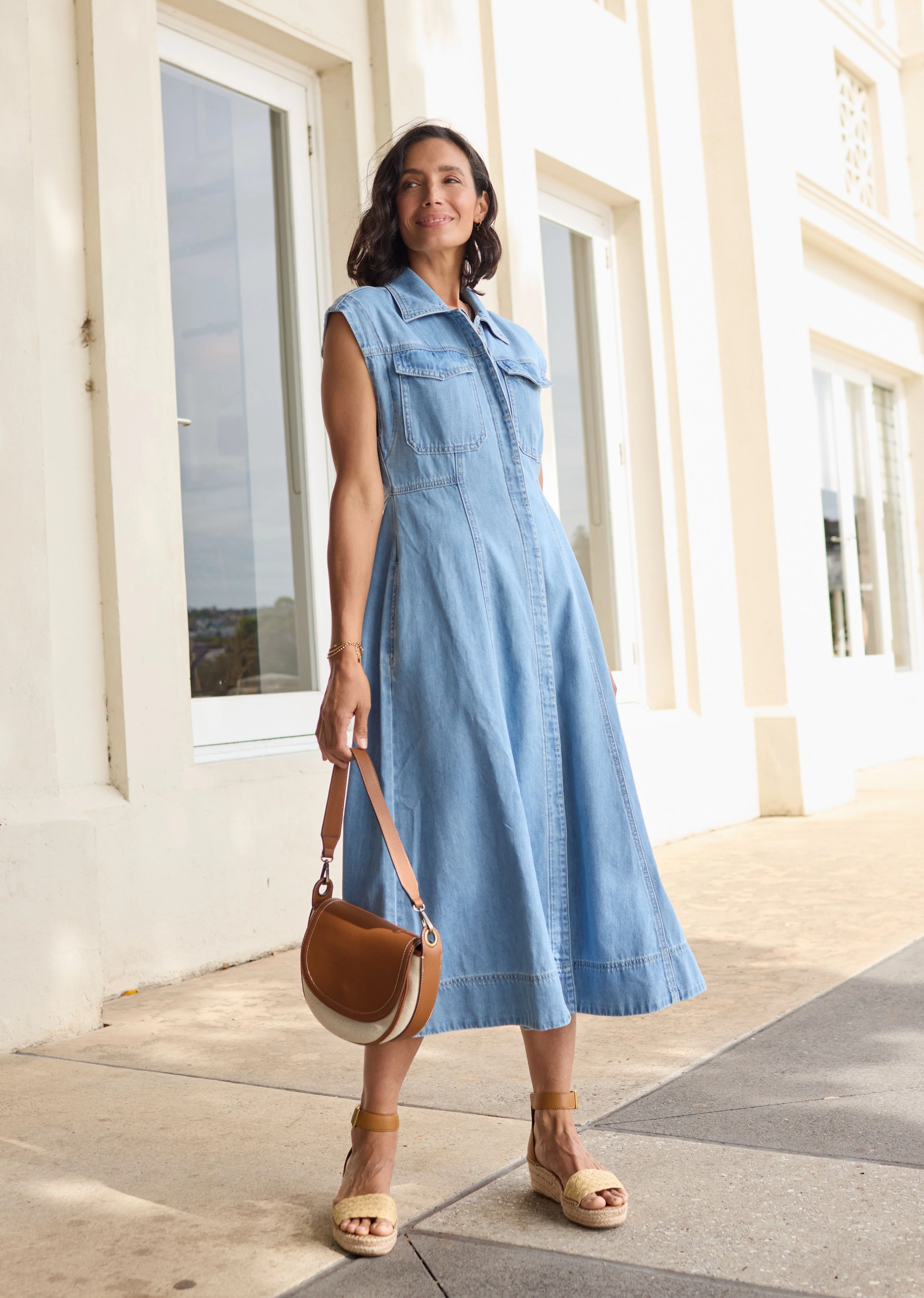 RUMI DENIM SHIRTDRESS - LIGHT BLUE - Image 9