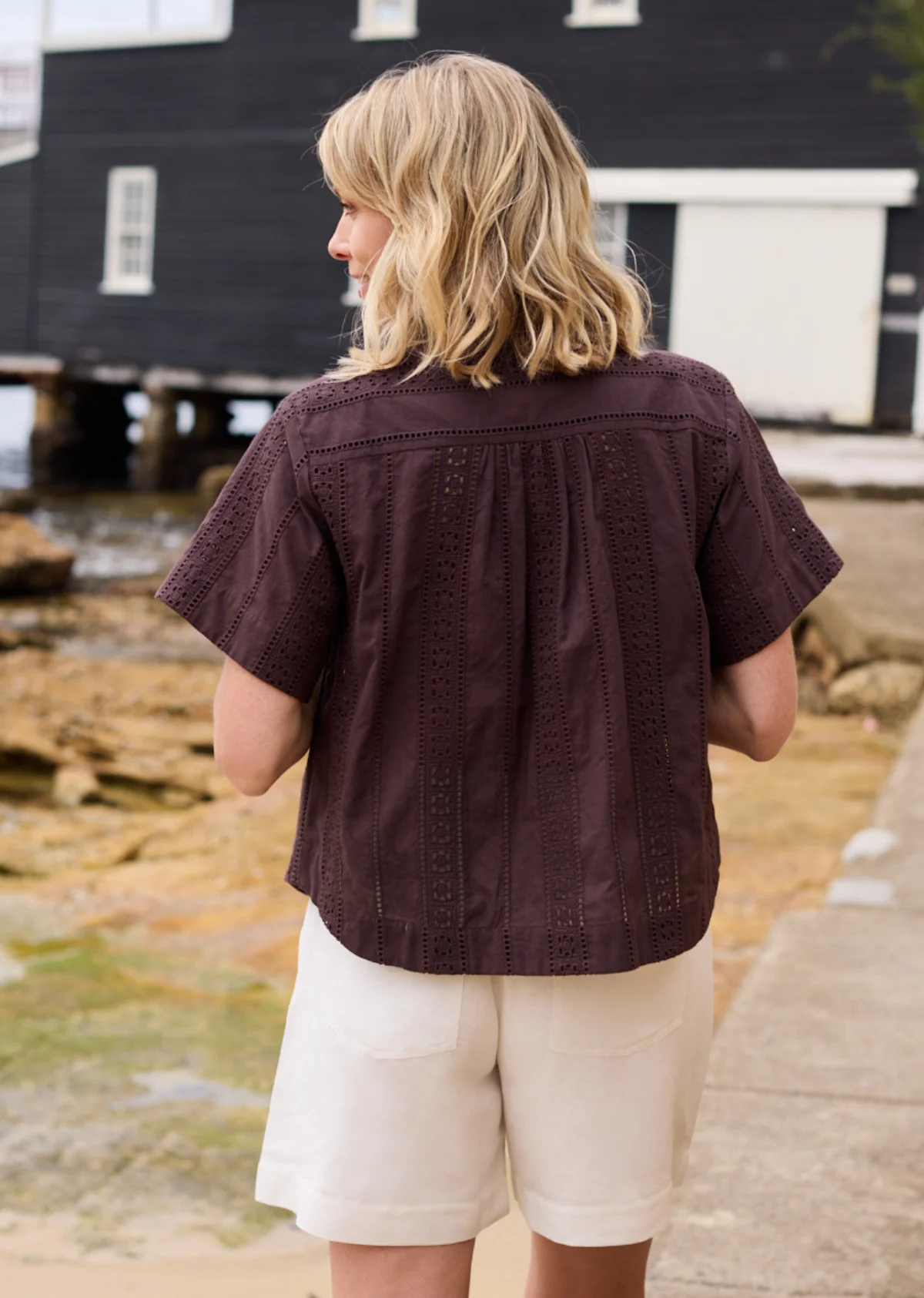 SADIE EMBROIDERED SHIRT - CHOCOLATE - Image 7