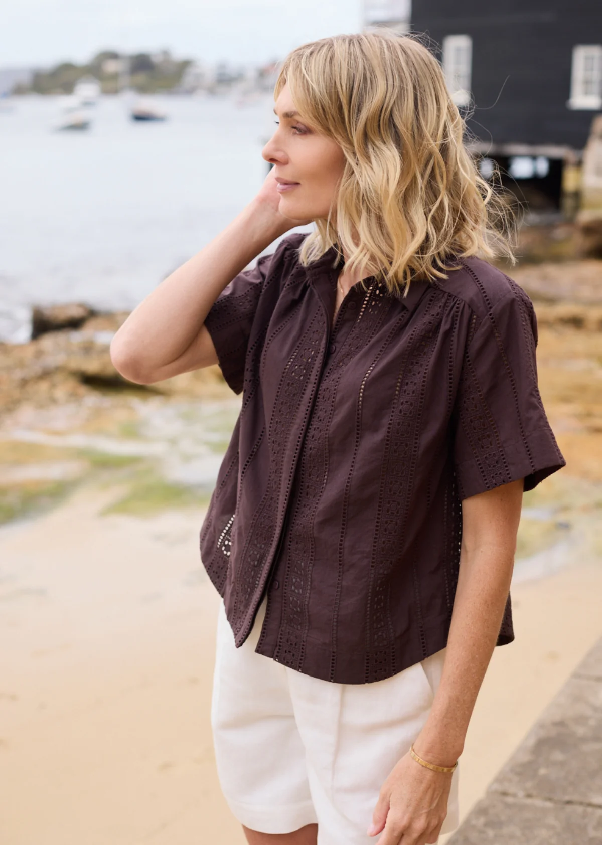 SADIE EMBROIDERED SHIRT - CHOCOLATE - Image 8