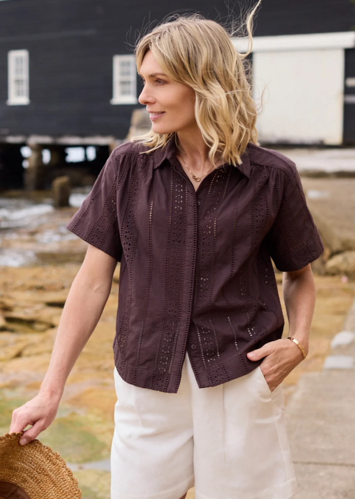 SADIE EMBROIDERED SHIRT - CHOCOLATE - Image 9