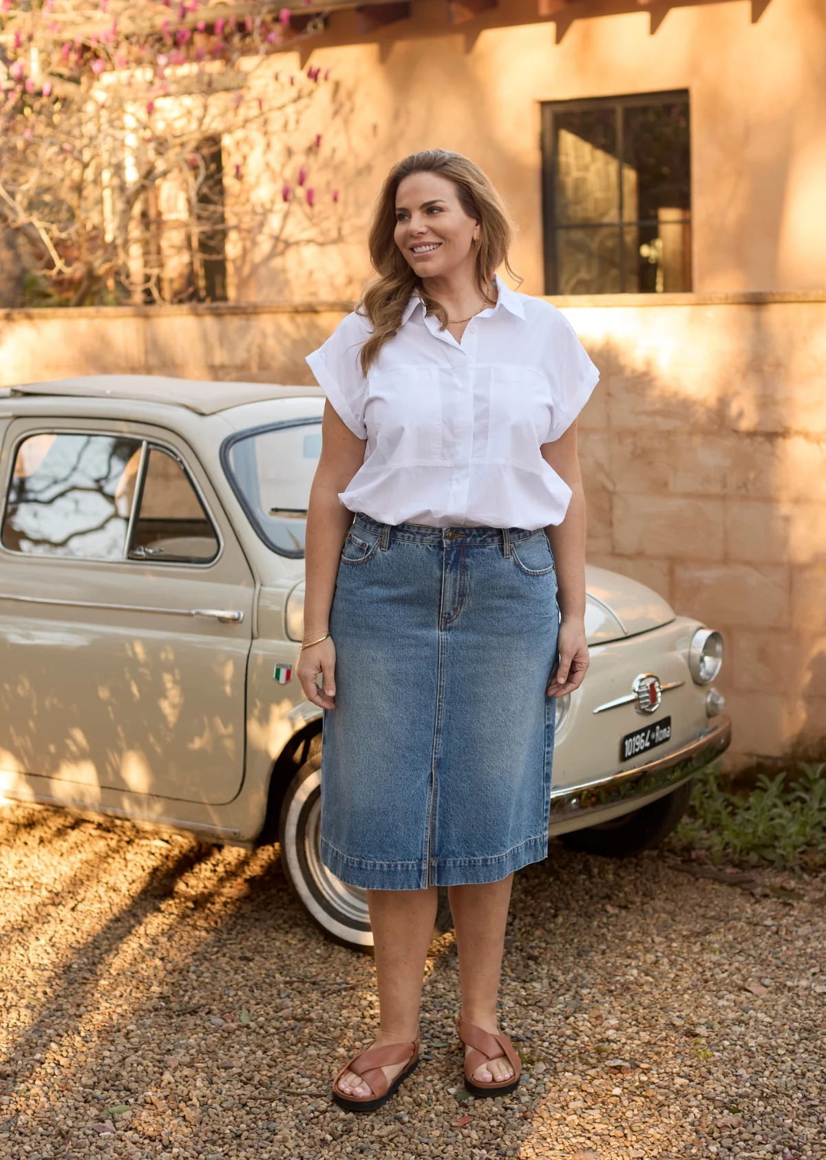 SLOANE DENIM SKIRT - MID BLUE - Image 6